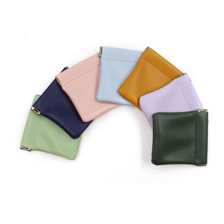 leather coin wallet with snap top spring