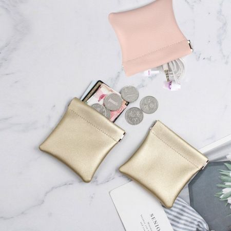 leather coin pouch with snap top spring