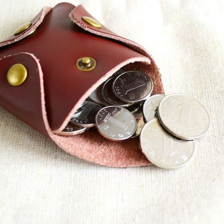 square button style coin pouch with strap