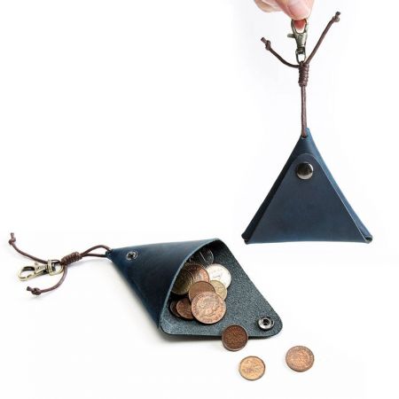 leather small triangle coin pouch