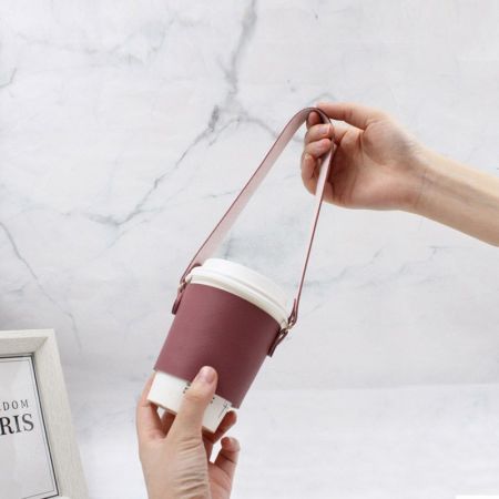 leather coffee cup cover holder