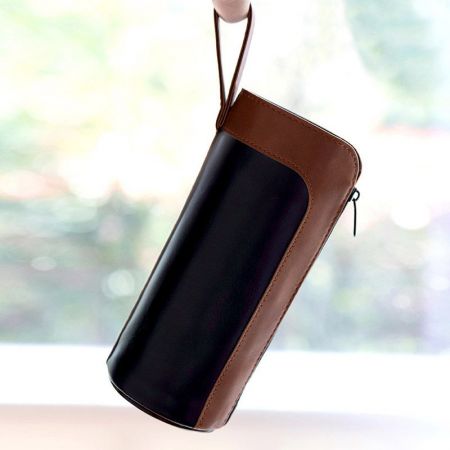leather bottle cover holder with short strap
