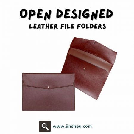 Open-Designed Leather File Folder - leather A4 file folder