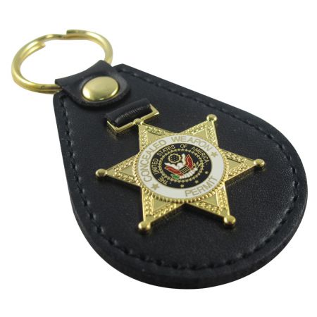 Police Badges Leather Key Fobs - Police Badges Leather Key Chains