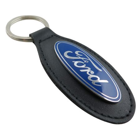 Branded Automotive Key Fobs - Car Oval Leather Key Fobs