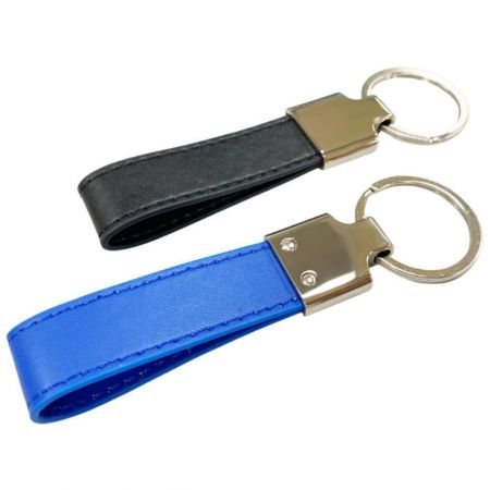 Custom Leather Keyring - Leather Keychain with a flat ring