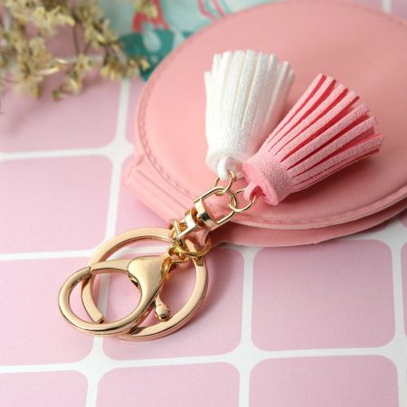 Leather Compact Mirror with Key Ring