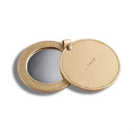 Round Slide-open Leather Compact Mirror