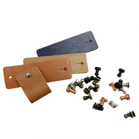 open design shape leather rivet tags