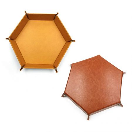 Hexagon leather jewelry storage tray