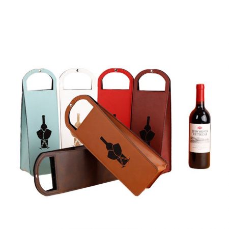 leather wine tote open-design