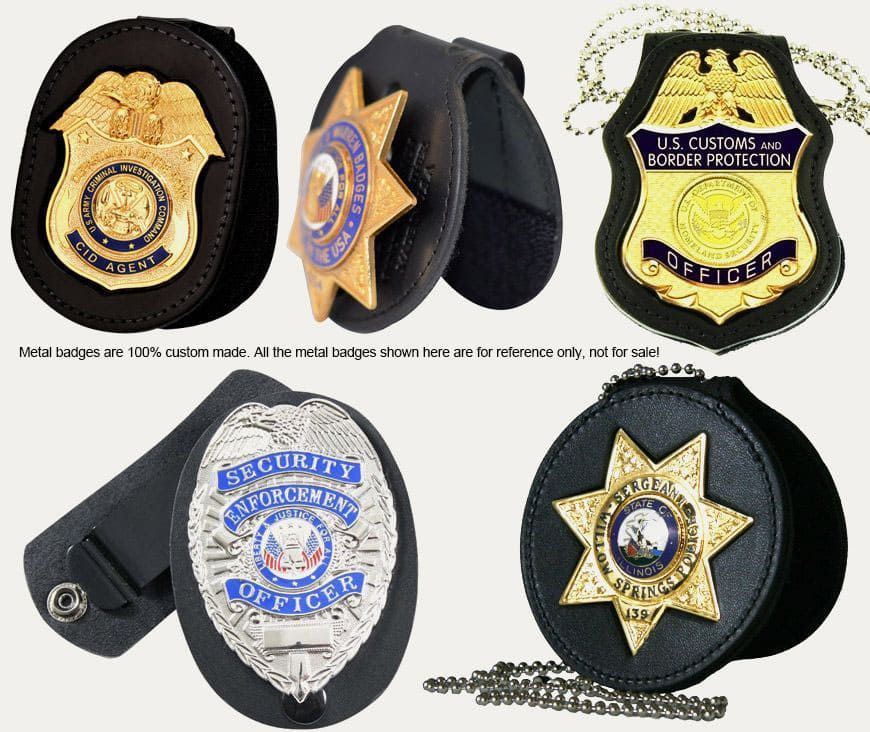 custom geniune leather badge holders for police