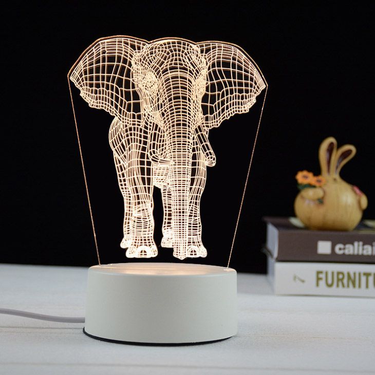 3D animal illusion LED lamp