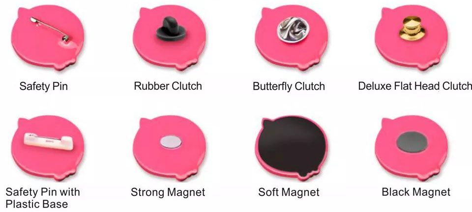 Various Backside Fitting Are Available For Custom Rubber Pin Badges