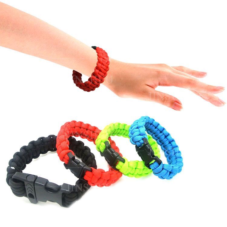 One Color Paracord Survival BraceletParachute Cord Bracelet พวงกุญแจ