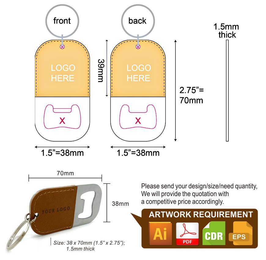 レザーボトルオープナーカスタムロゴ付きのクールなボトルオープナー 31年以上続く高品質のギフトとプレミアムのメーカー Jin