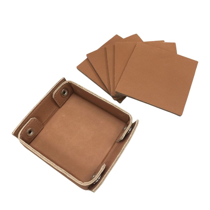 Personalized Genuine Leather Coaster Set Genuine Leather Coaster Set