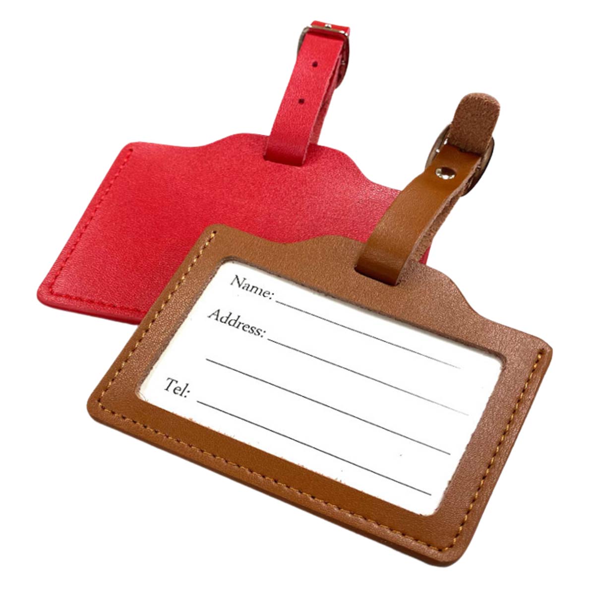 Leather Luggage ID Badge Card Holder wholesale leather luggage name badge holder tag