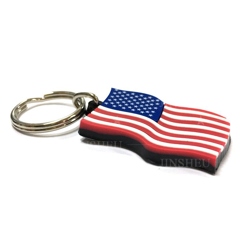 Custom PVC Rubber National Flag Keychain pvc rubber keychain