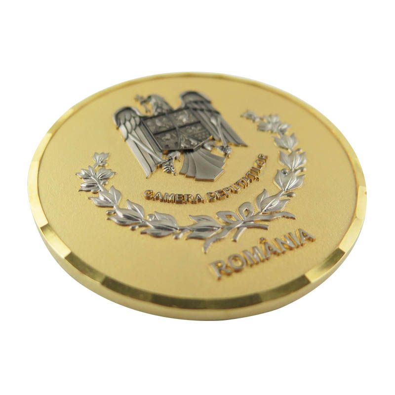 Zinc Alloy Dual Plated Coins Romania Souvenir Coins Keychain