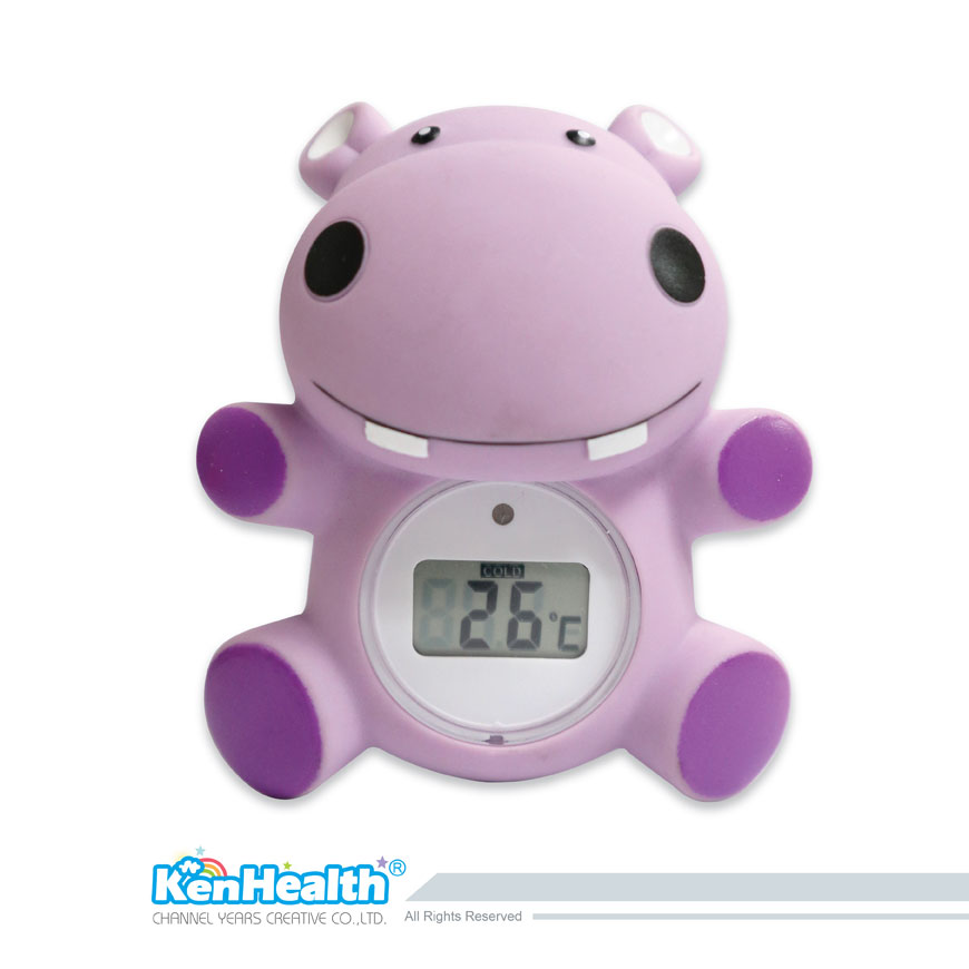 as described P PRETTYIA Baby Temperature Water Bath Thermometer Duck Hippo Crocodile Bath Tester Toy Purple Hippo