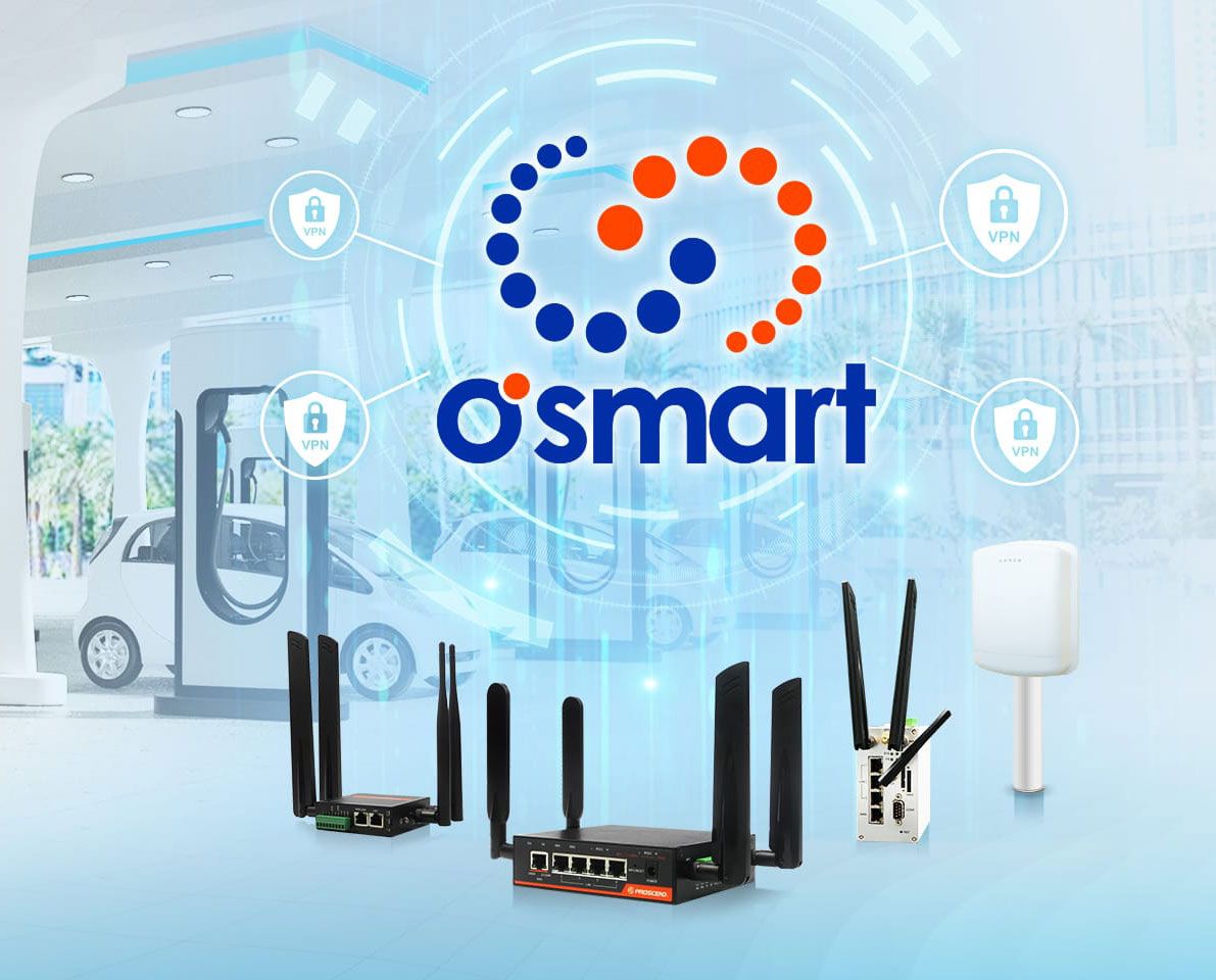 Spoločnosť Proscend aplikovala O'smart s priemyselnými mobilnými smerovačmi v sieťach nabíjacích staníc pre elektromobily.
