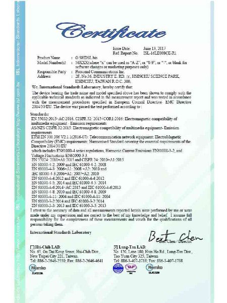 G.Shdsl.bis โมเด็ม EFM 5600N ซีรี่ส์ CE Certificate