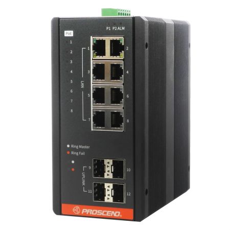 Industrial 12-Port GbE Managed PoE Switch