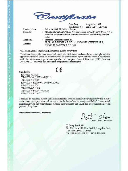 Pang-industriya na VPN IoT Cellular Router M30x EN50121-4 Certificate