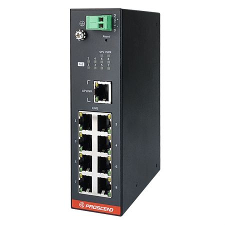 8-portový PoE prepínač / Ethernet Extender - Priemyselný 8-portový PoE Switch / Extender s dlhým dosahom