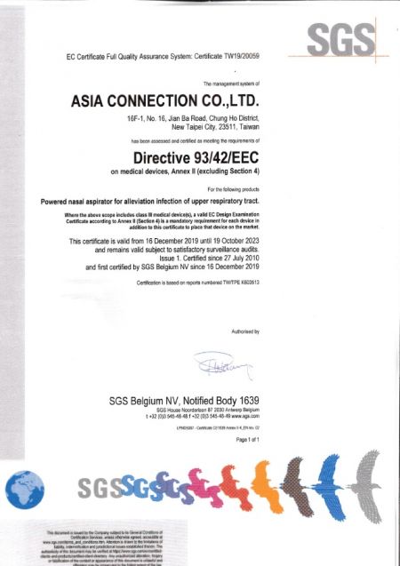 Asia Connection CE Certificate