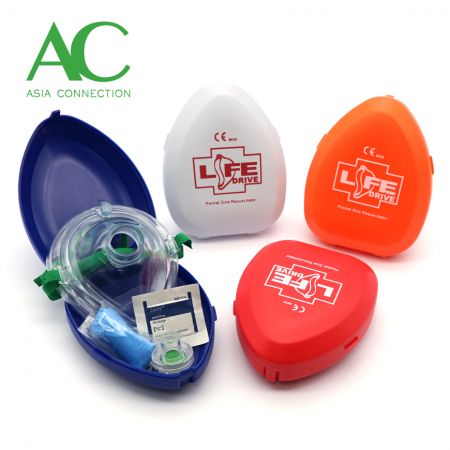 หน้ากาก CPR Pocket สำหรับผู้ใหญ่ ตัวเลือกสีเคสแข็งต่างๆ