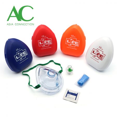 Adult CPR Pocket Mask Various Hard Case Color Options and Accessories