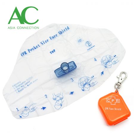 CPR Face Shield with Square Keychain Case - CPR Face Shield