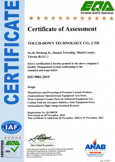 Zertifikat der Bewertung ISO900
