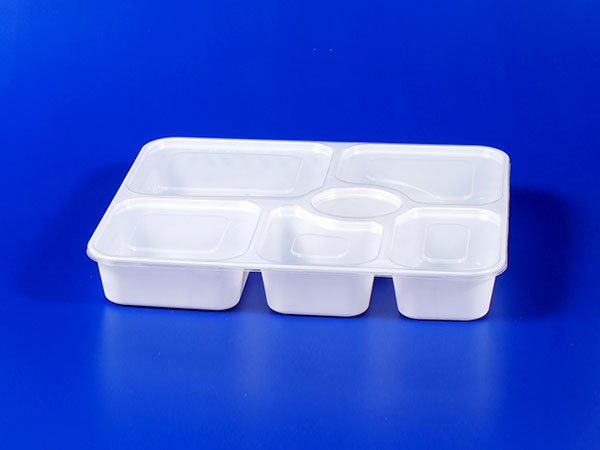 Six Grid Sealed Plastic Lunch Box - White