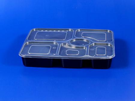 Six Grid Sealed Plastic - PP Lunch Box - Black - Six Grid Sealed Plastic Lunch Box - Black