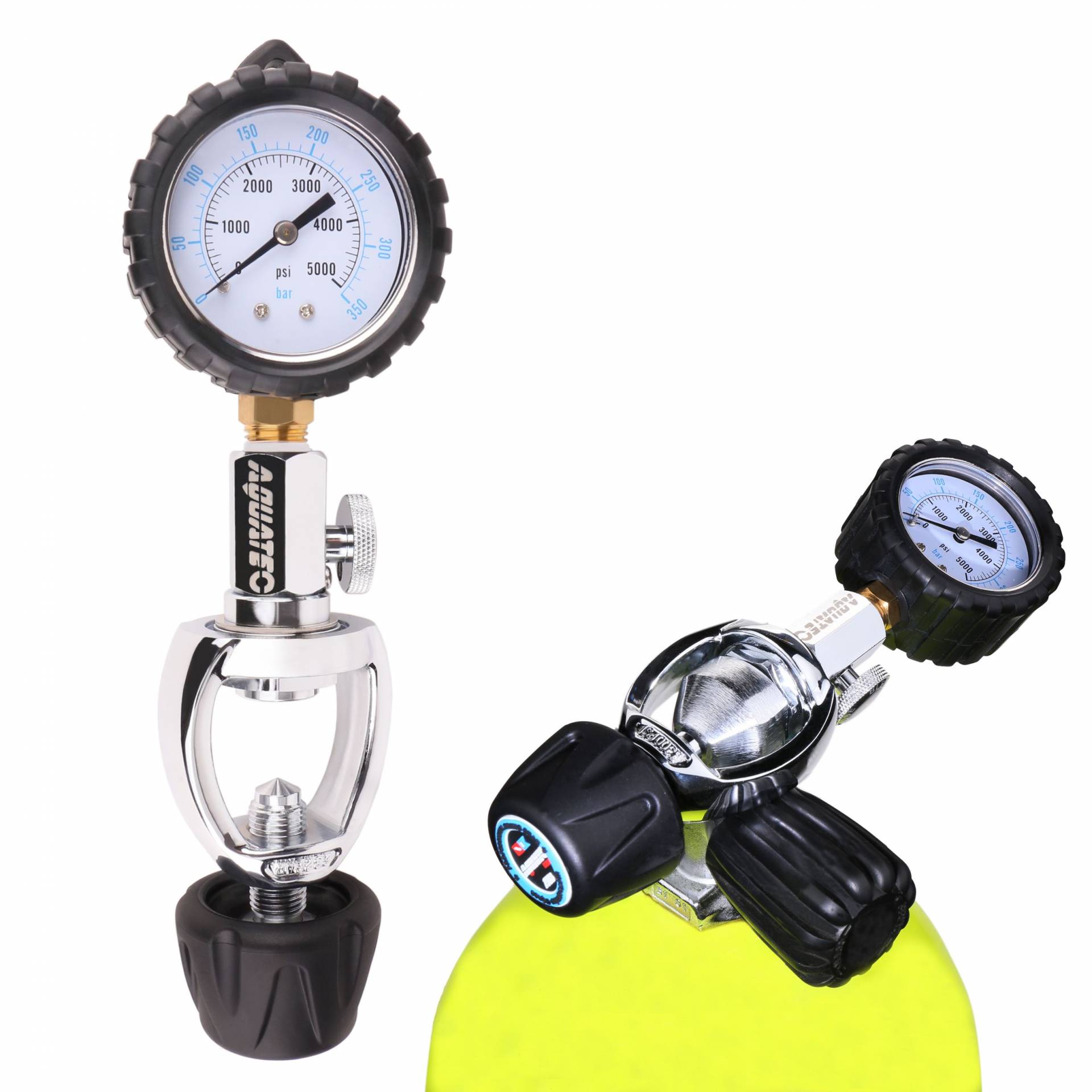 5000 PSI Cylinder Pressure Tester SPG Imperial and Metric Sopras Sub Scuba Diving Tank Checker Yoke 350 BAR 