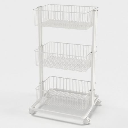 G+ Life 3 Tier White Rolling Utility Cart