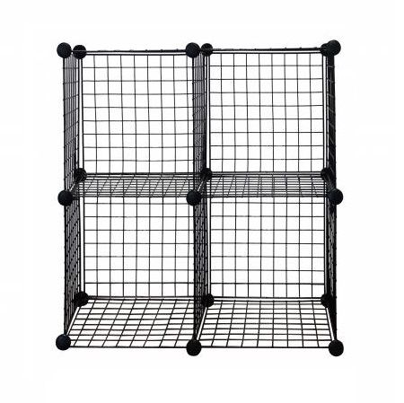 Cubo portaoggetti in filo metallico, set di 4 - Cubo portaoggetti in filo metallico, nero