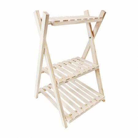 3 Tier Folding Wood Plant Stand - 3 Tier Folding Wood Plant Stand