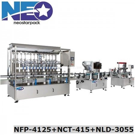 Ligne d'étiquetage de bouchage de remplissage de boissons à 12 buses NFP-4125 + NCT-415 + NLD-3055
