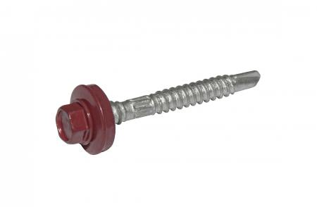 Red painted double threaded screw