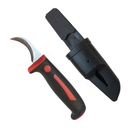 6.8inch (170mm) Hook Blade Electrician Knife with Sheath - Knife used for stripping cables and wires.