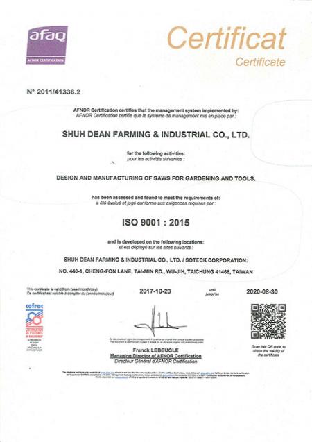 ISO 9001-certifikat 2017-2020