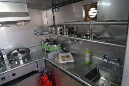140 GT Tuna Long Liner Boat kitchen