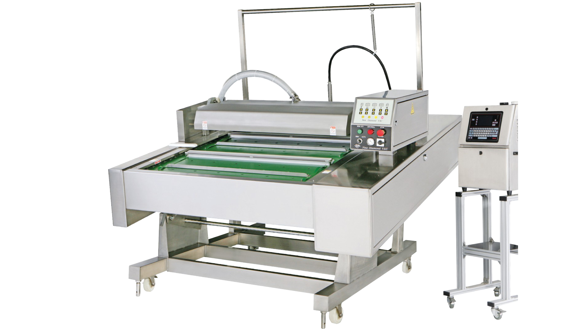 Máquina de envasado al vacío automática tipo cinta continua con sistema de impresión por inyección