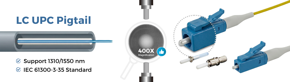 光ファイバーケーブル(LC-LC/シングルモードSM) - OC-LCLC1/2 3m 12-ファイバー LC/UPC シングルモード フラットリボン ピッグテール イエロー 5個パック