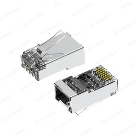 Cat.6A STP Easy Pass Through RJ45-connectordraadgat 4 omhoog / 4 omlaag voor 10 gigbit-netwerk