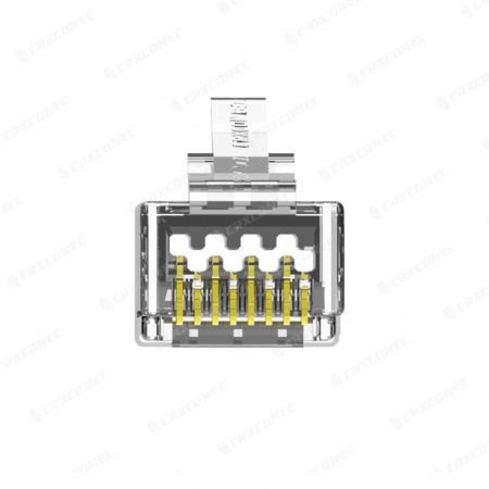 Cat.6A STP Easy Pass Through RJ45-connector Draadgat 4 omhoog / 4 omlaag voor 10 gigbit-verbinding